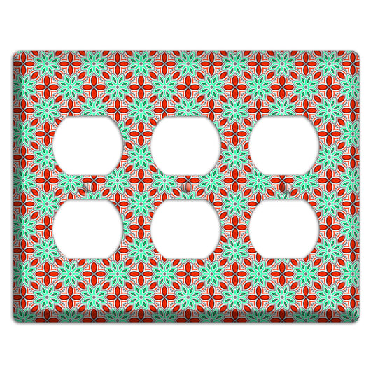 Green and Red Foulard 3 Duplex Wallplate