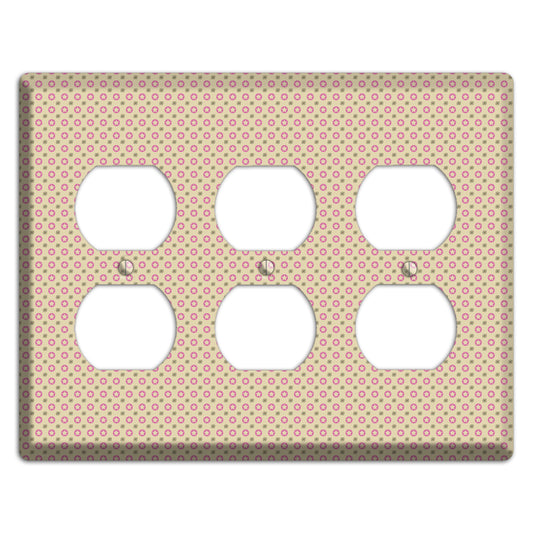 Beige with Pink Stars 3 Duplex Wallplate