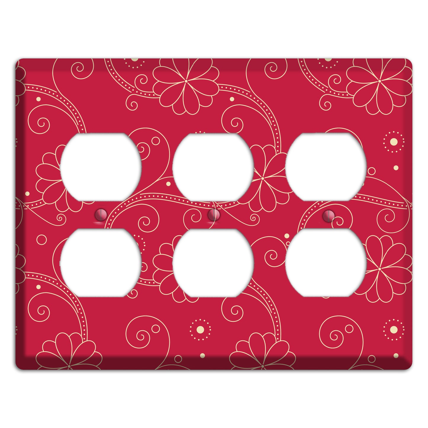 Red Floral Swirl 3 Duplex Wallplate