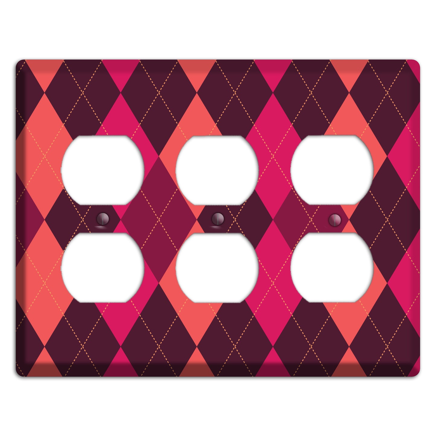 Orange and Pink Argyle 3 Duplex Wallplate