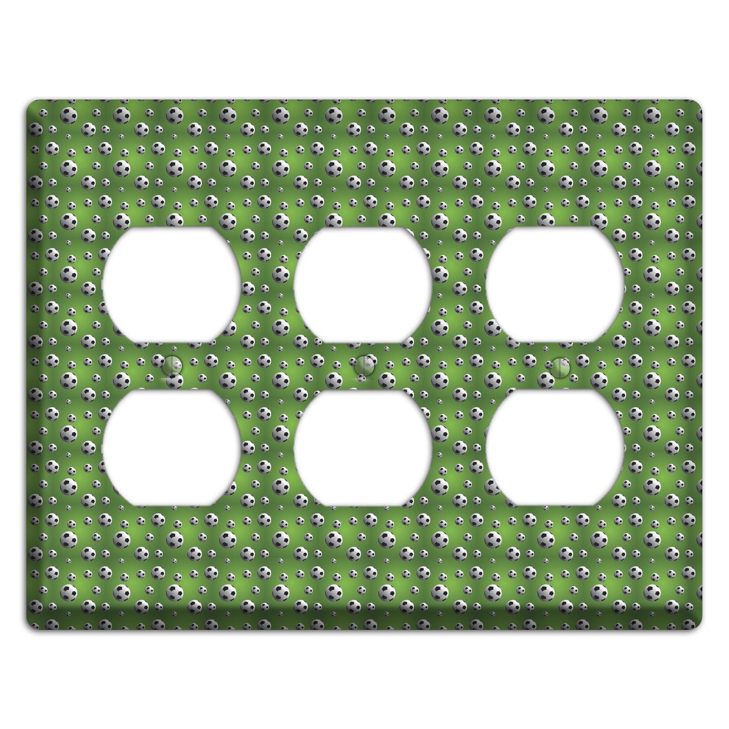 Green with Soccer Balls 3 Duplex Wallplate