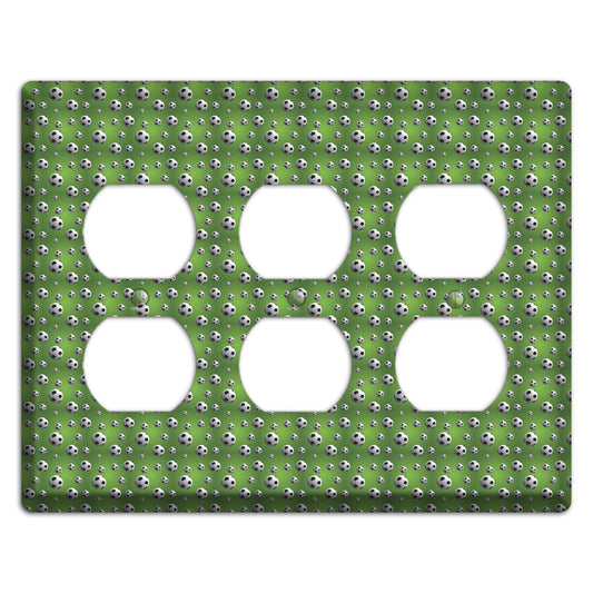 Green with Soccer Balls 3 Duplex Wallplate