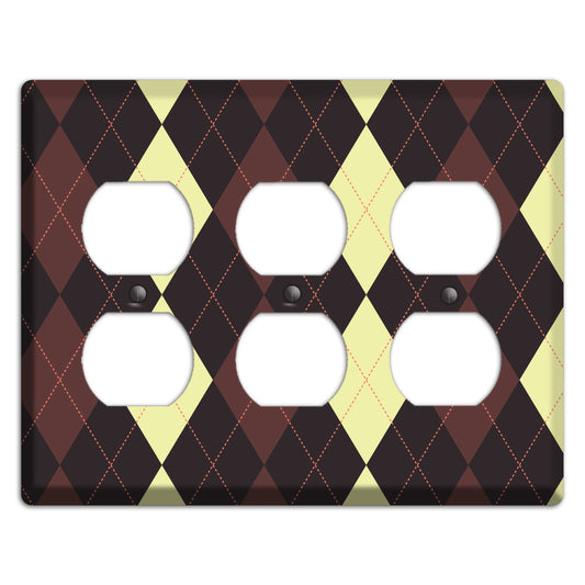 Maroon and Yellow Argyle 3 Duplex Wallplate