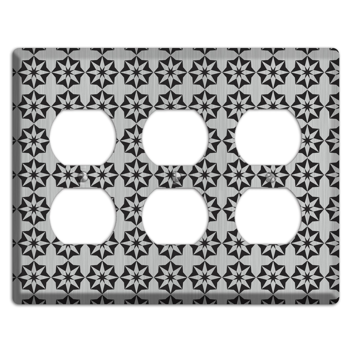 Stainless with Black Foulard 3 Duplex Wallplate