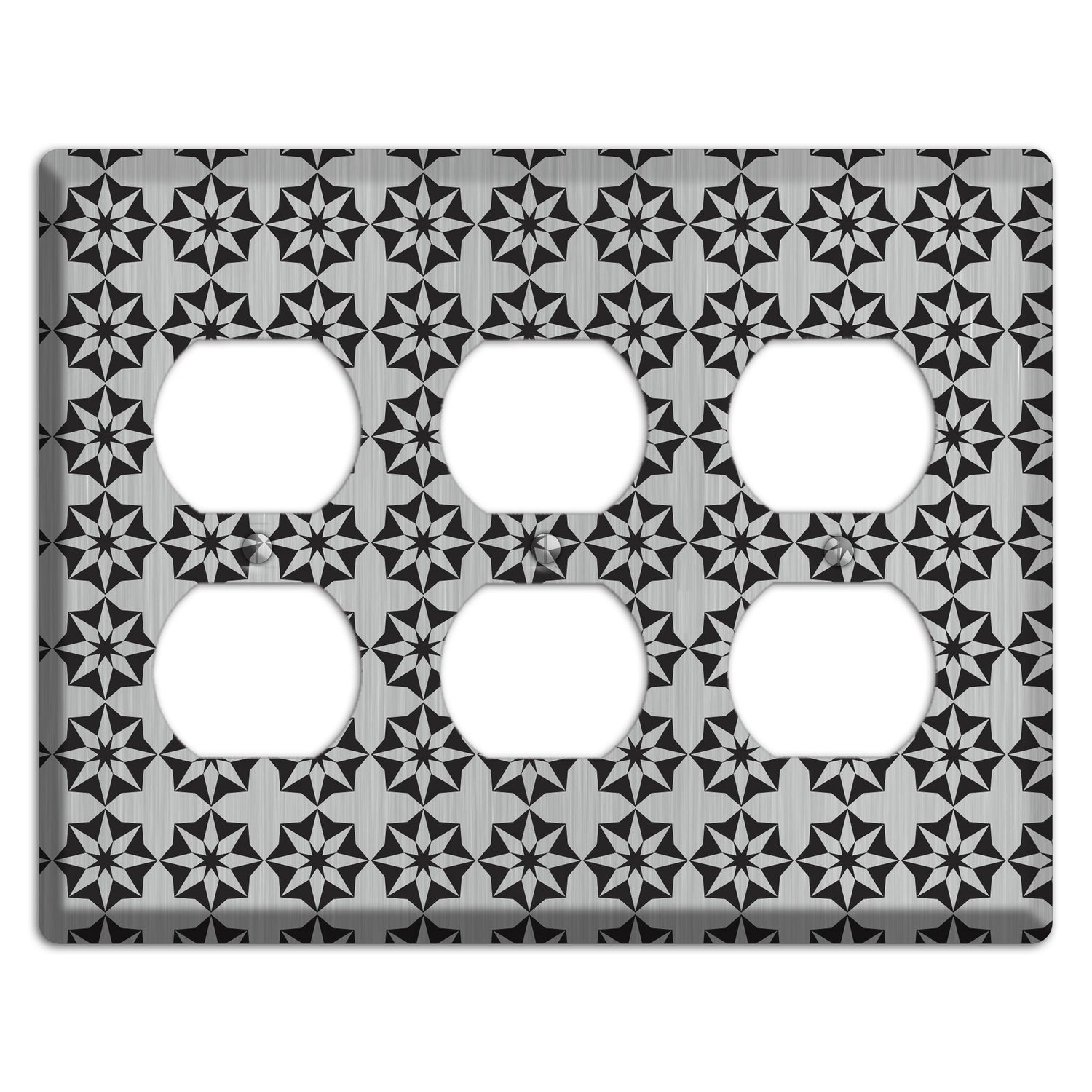 Stainless with Black Foulard 3 Duplex Wallplate