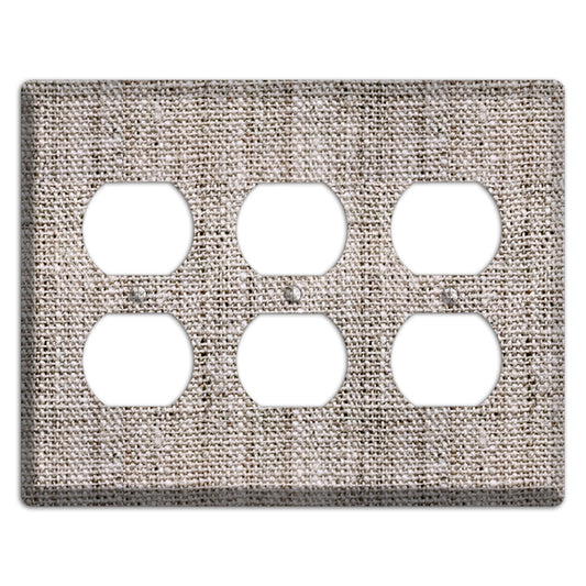 Natural Gray Burlap 3 Duplex Wallplate