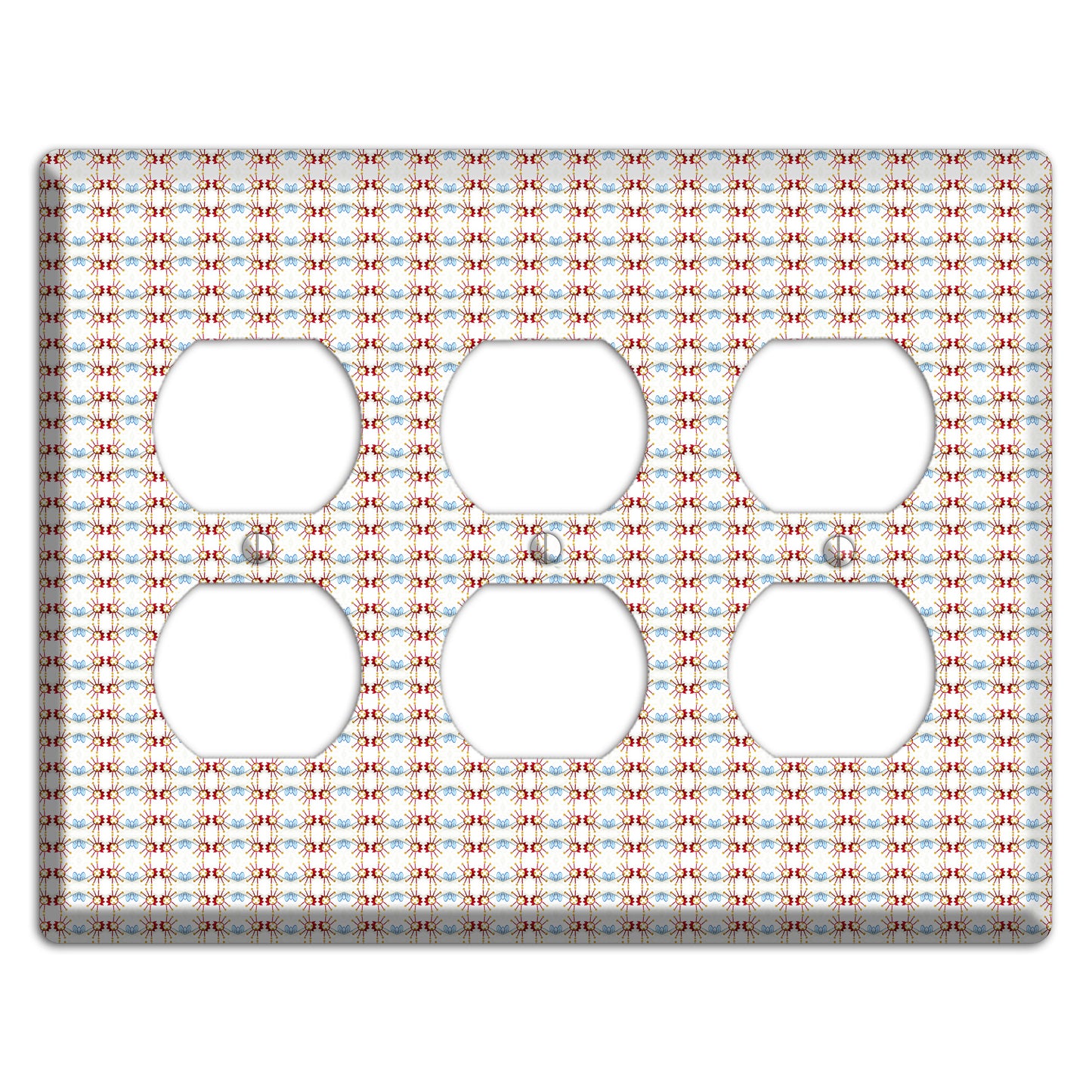 Off White with Red Blue Retro Tapestry 3 Duplex Wallplate