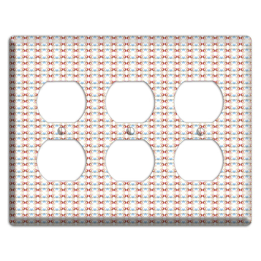 Off White with Red Blue Retro Tapestry 3 Duplex Wallplate