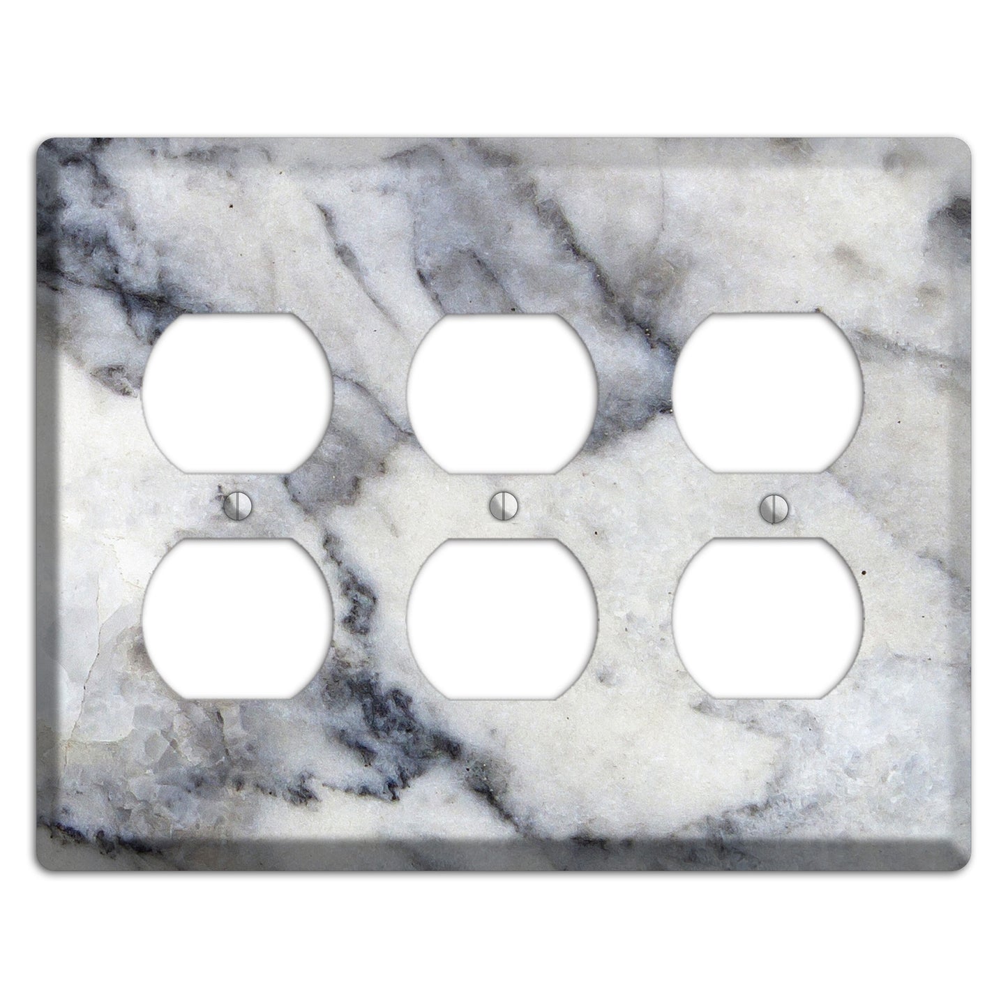 White and Grey Marble 3 Duplex Wallplate