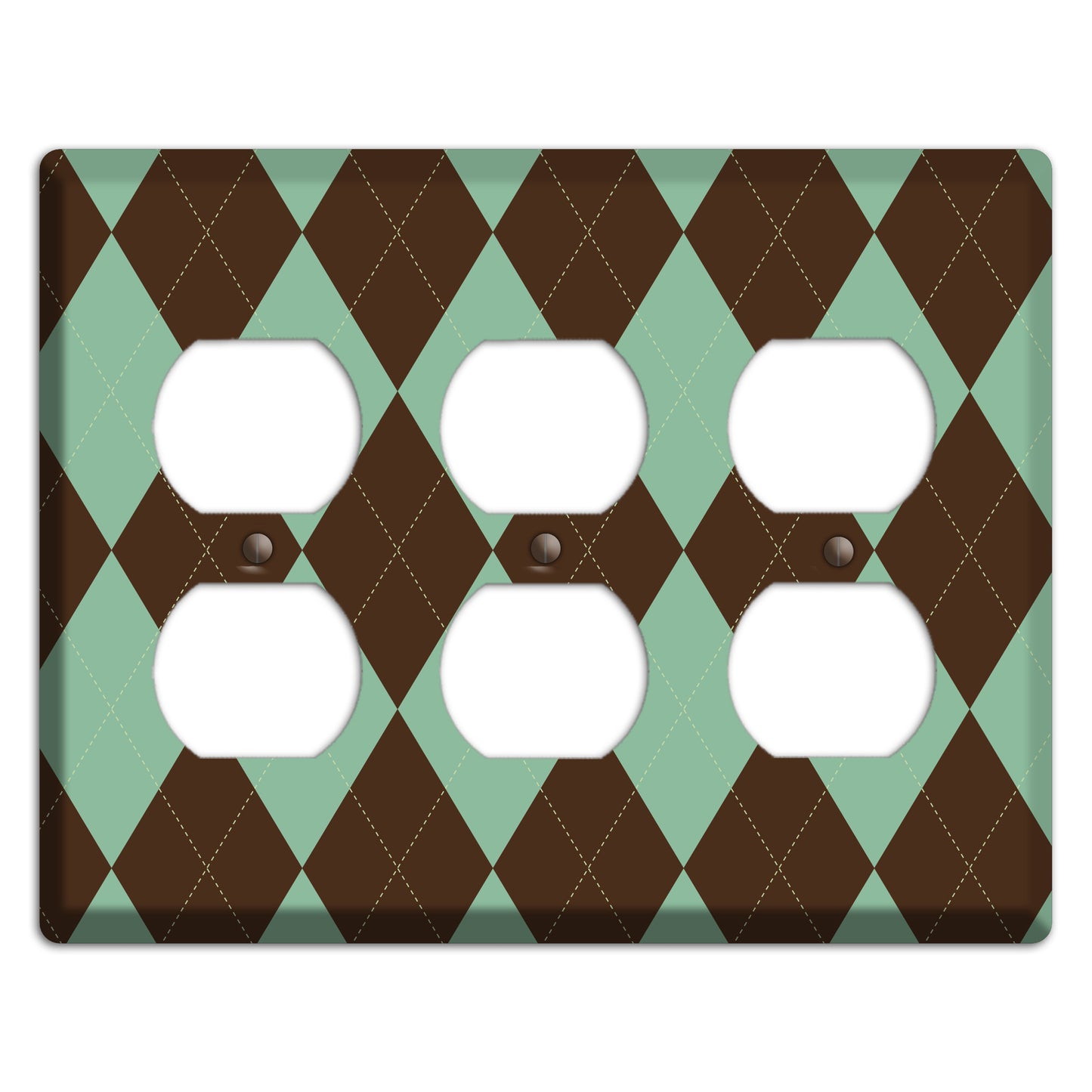 Green and Brown Argyle 3 Duplex Wallplate