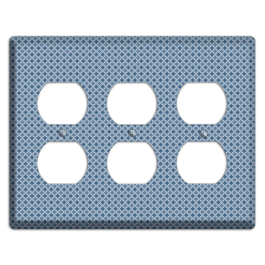 Multi Blue Checkered Foulard 3 Duplex Wallplate