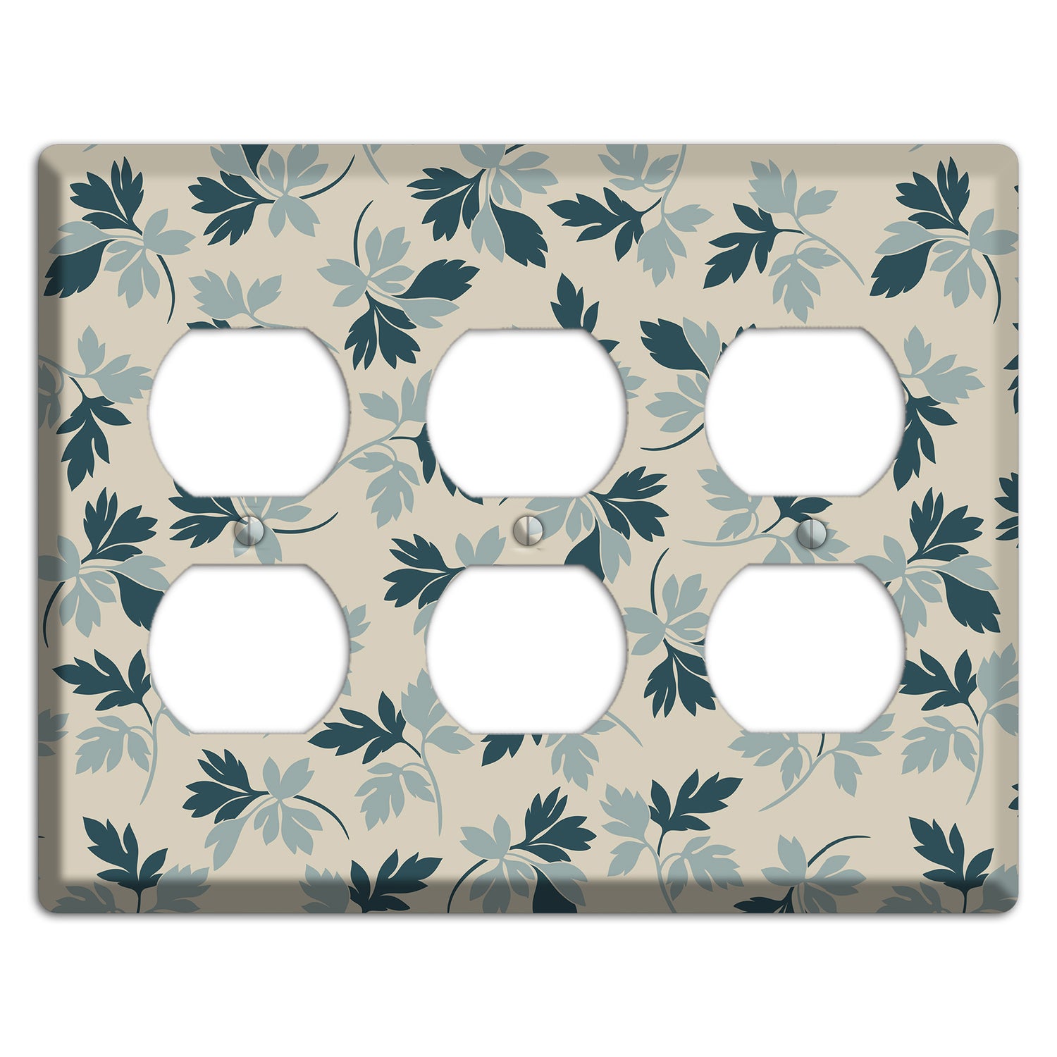 Blue Leaves 3 Duplex Wallplate