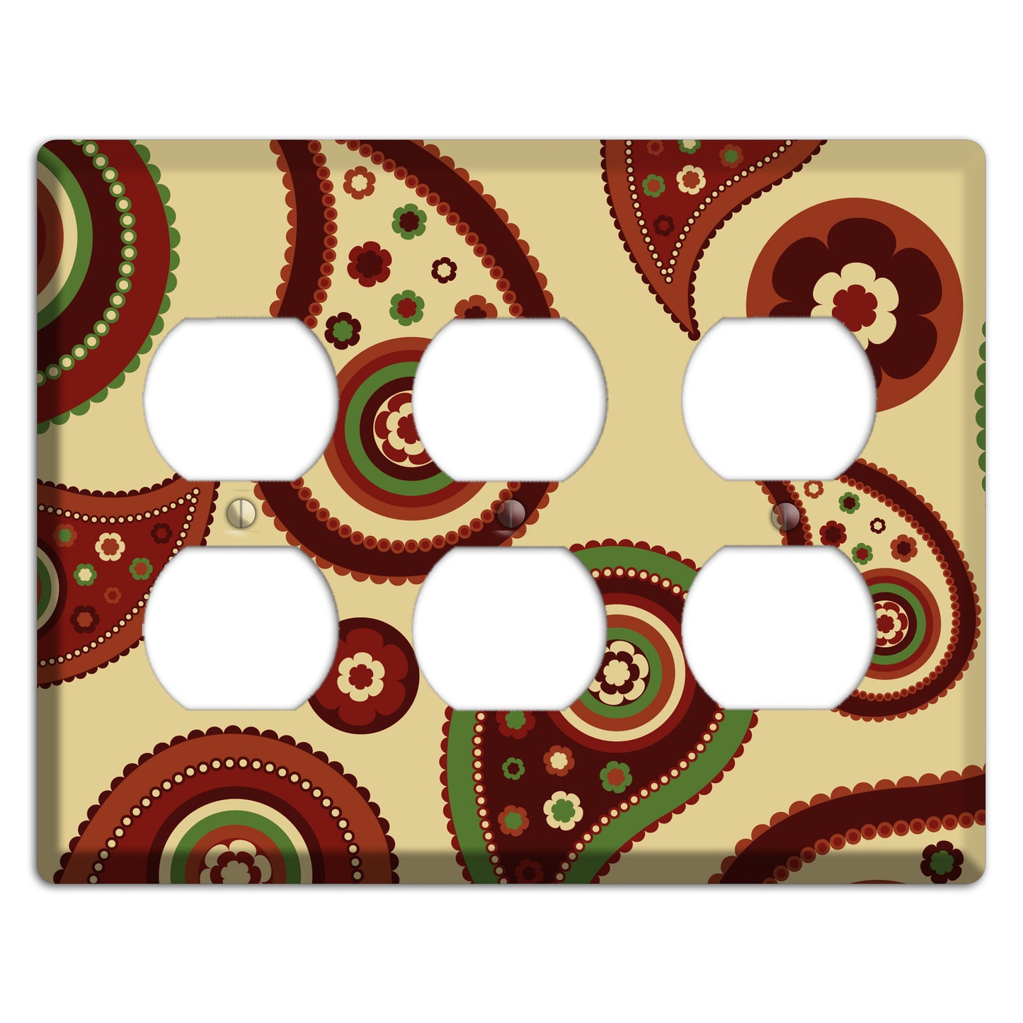 Beige Paisley 3 Duplex Wallplate