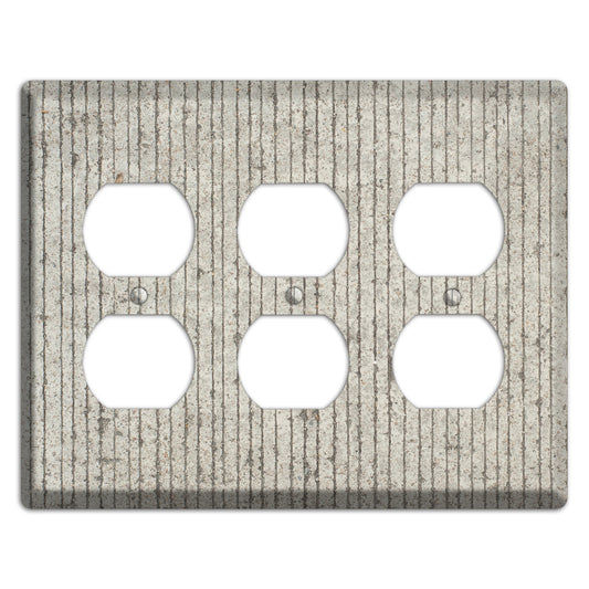 Vertical Concrete 3 Duplex Wallplate