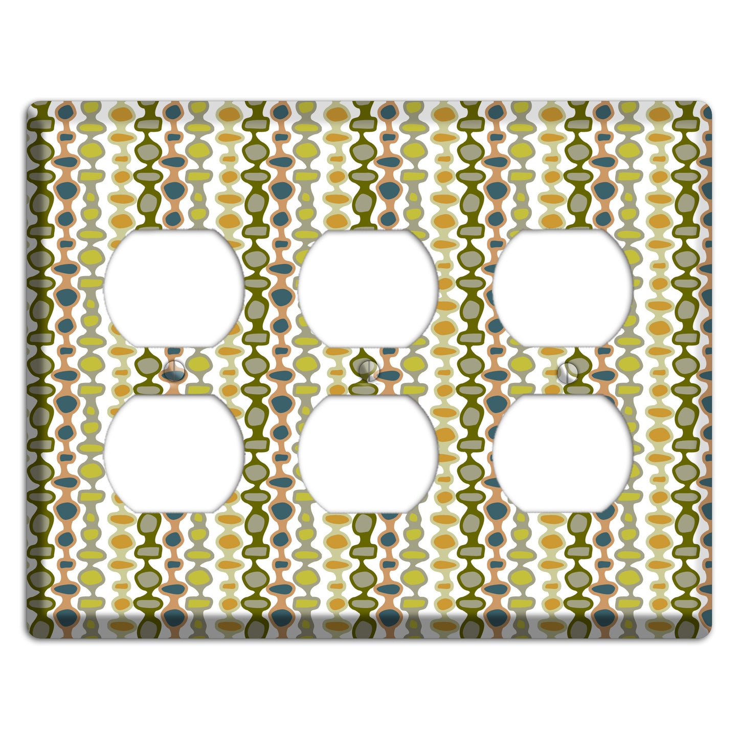 Multi Olive and Mustard Bead and Reel 3 Duplex Wallplate