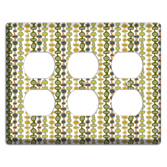 Multi Olive and Mustard Bead and Reel 3 Duplex Wallplate