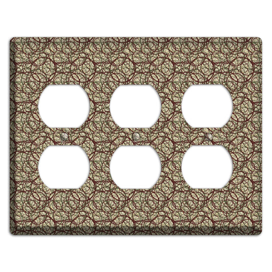 Brown and Burgundy Circles 3 Duplex Wallplate