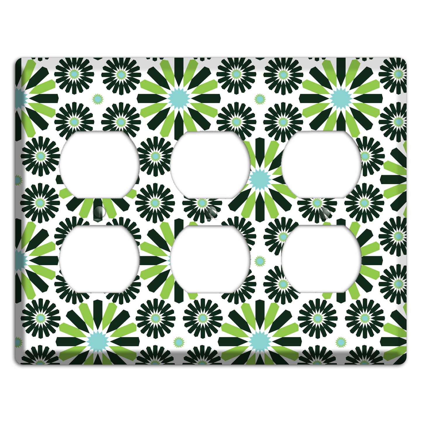 Lime and Teal Scandinavian Floral 2 3 Duplex Wallplate