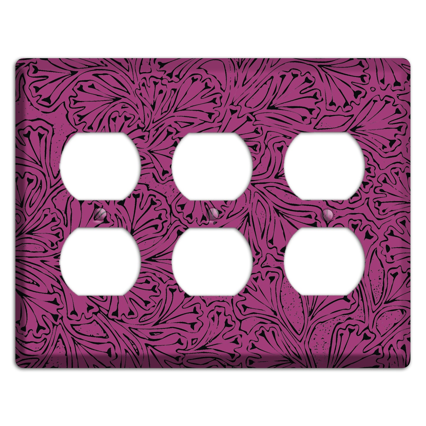 Deco Plum Interlocking Floral 3 Duplex Wallplate