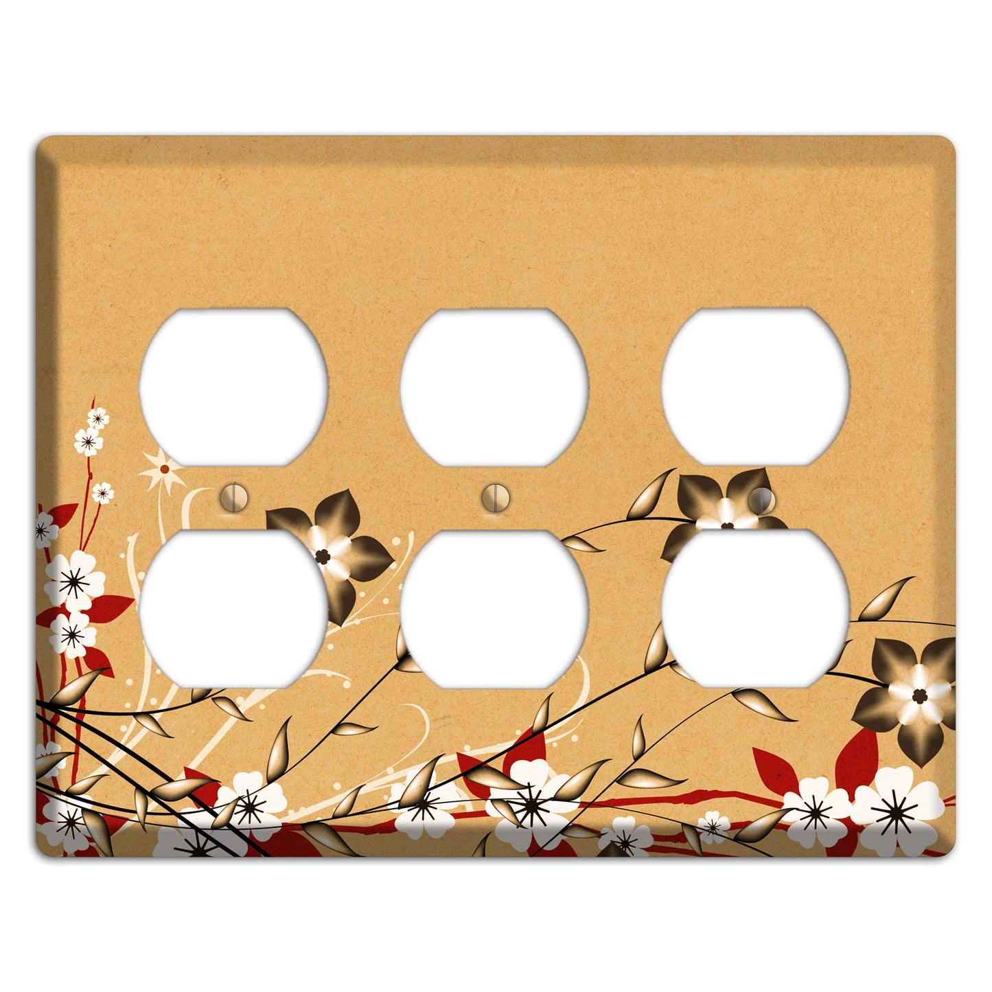 Delicate Red Flowers 2 3 Duplex Wallplate