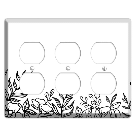 Hand-Drawn Floral 16 3 Duplex Wallplate