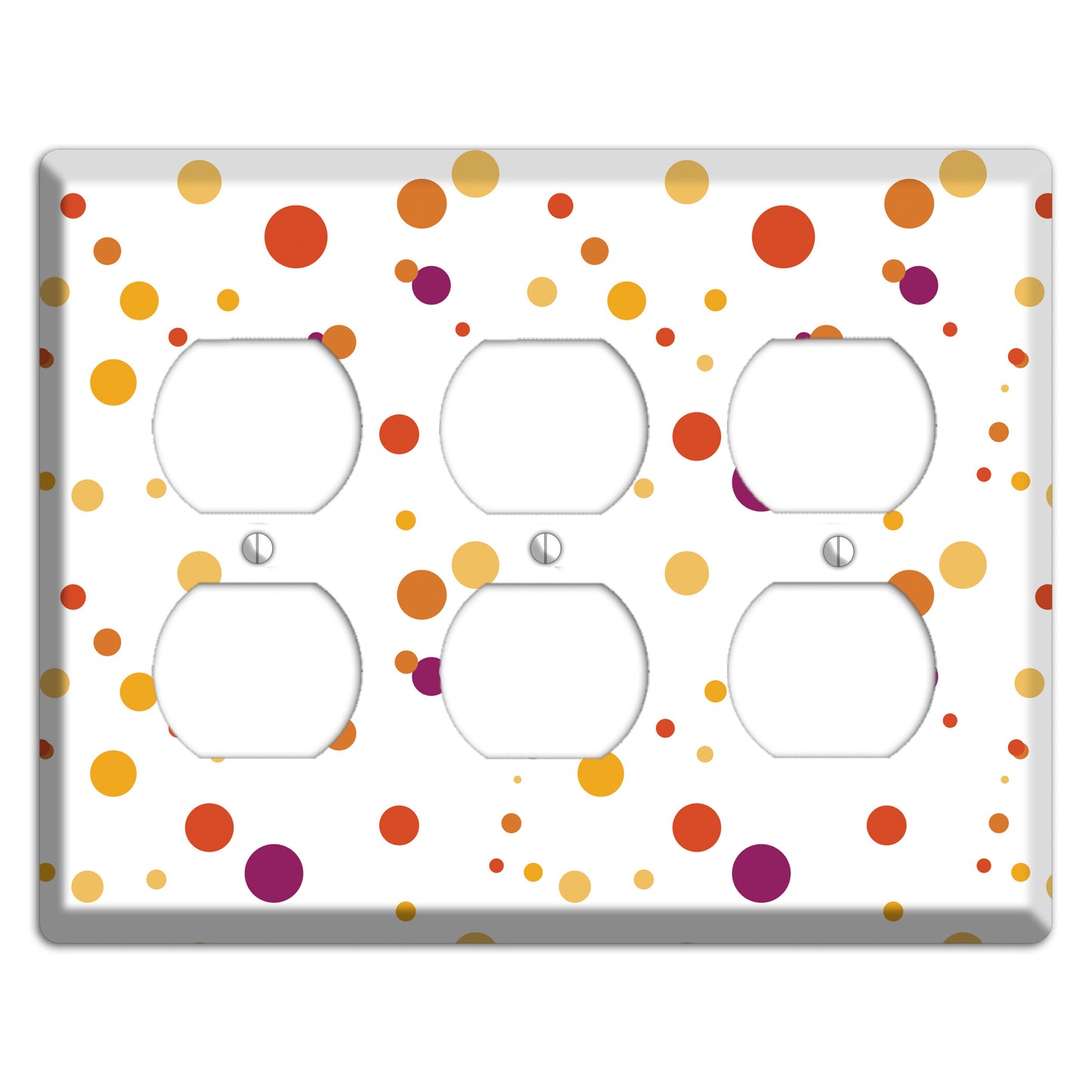 White with Multi Red and Umber Small Dots 3 Duplex Wallplate