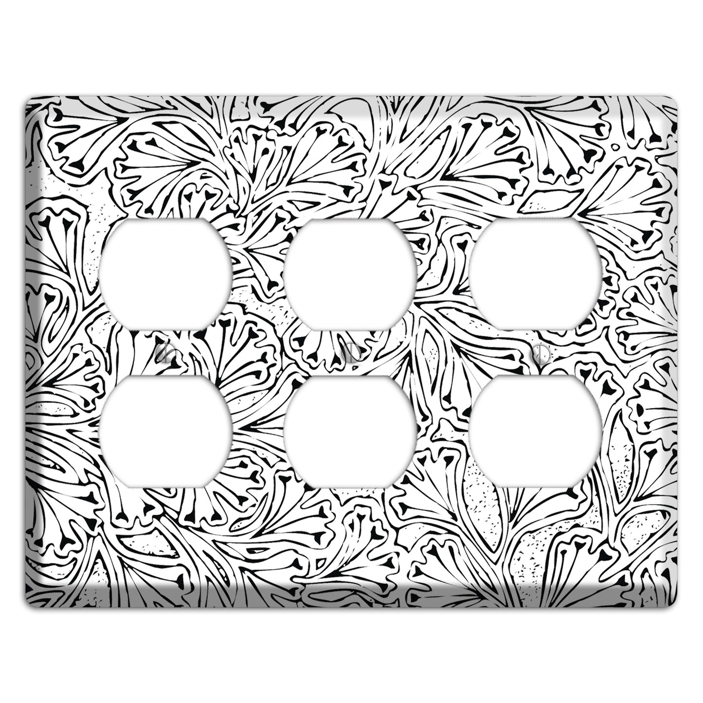 Deco White with Black Interlocking Floral 3 Duplex Wallplate