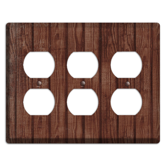 Saddle Weathered Wood 3 Duplex Wallplate