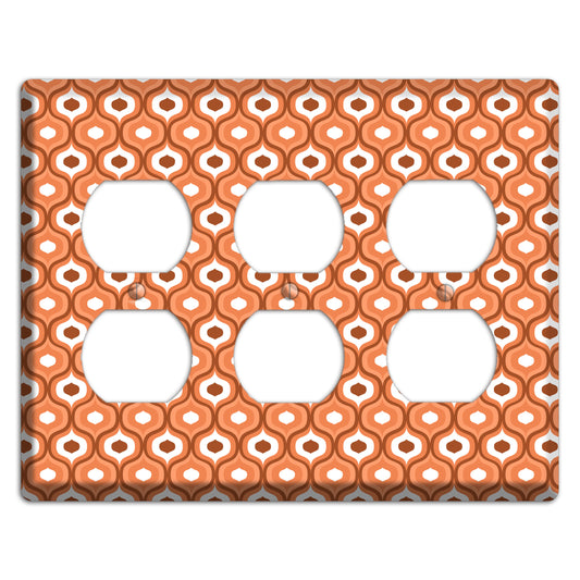 Orange and Red Double Scallop 3 Duplex Wallplate