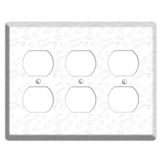 White with Grey Sprig 3 Duplex Wallplate