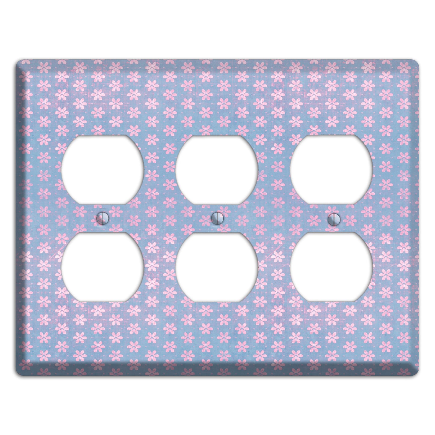 Periwinkle Grunge Floral Contour 3 Duplex Wallplate