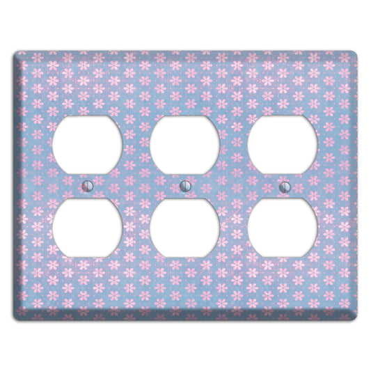 Periwinkle Grunge Floral Contour 3 Duplex Wallplate