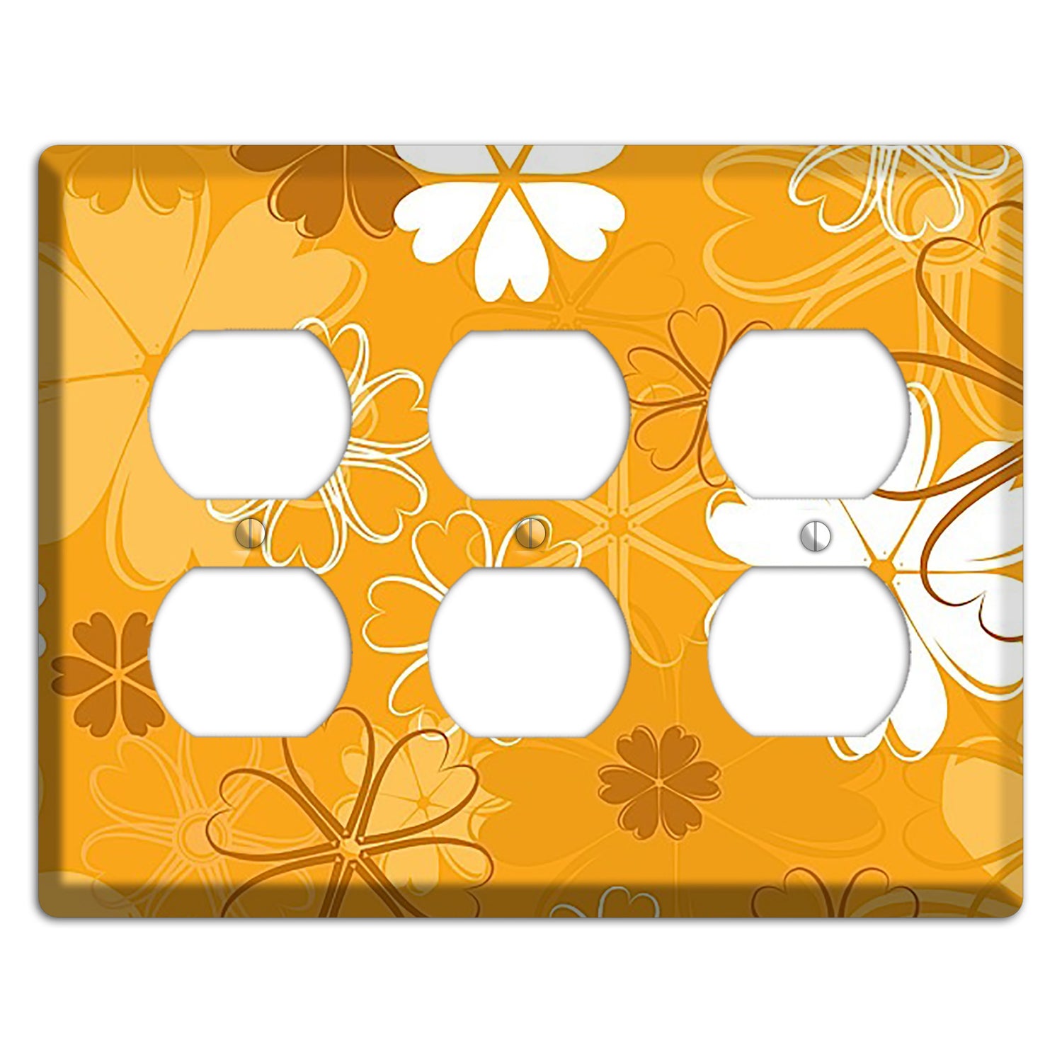 Orange Retro Flowers 3 Duplex Wallplate