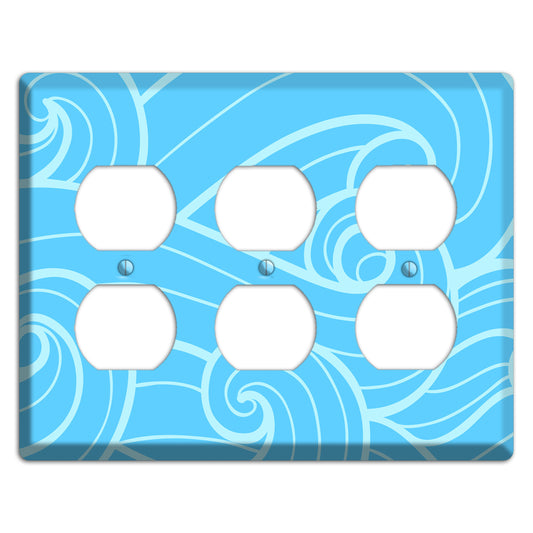 Abstract Curl Blue 3 Duplex Wallplate