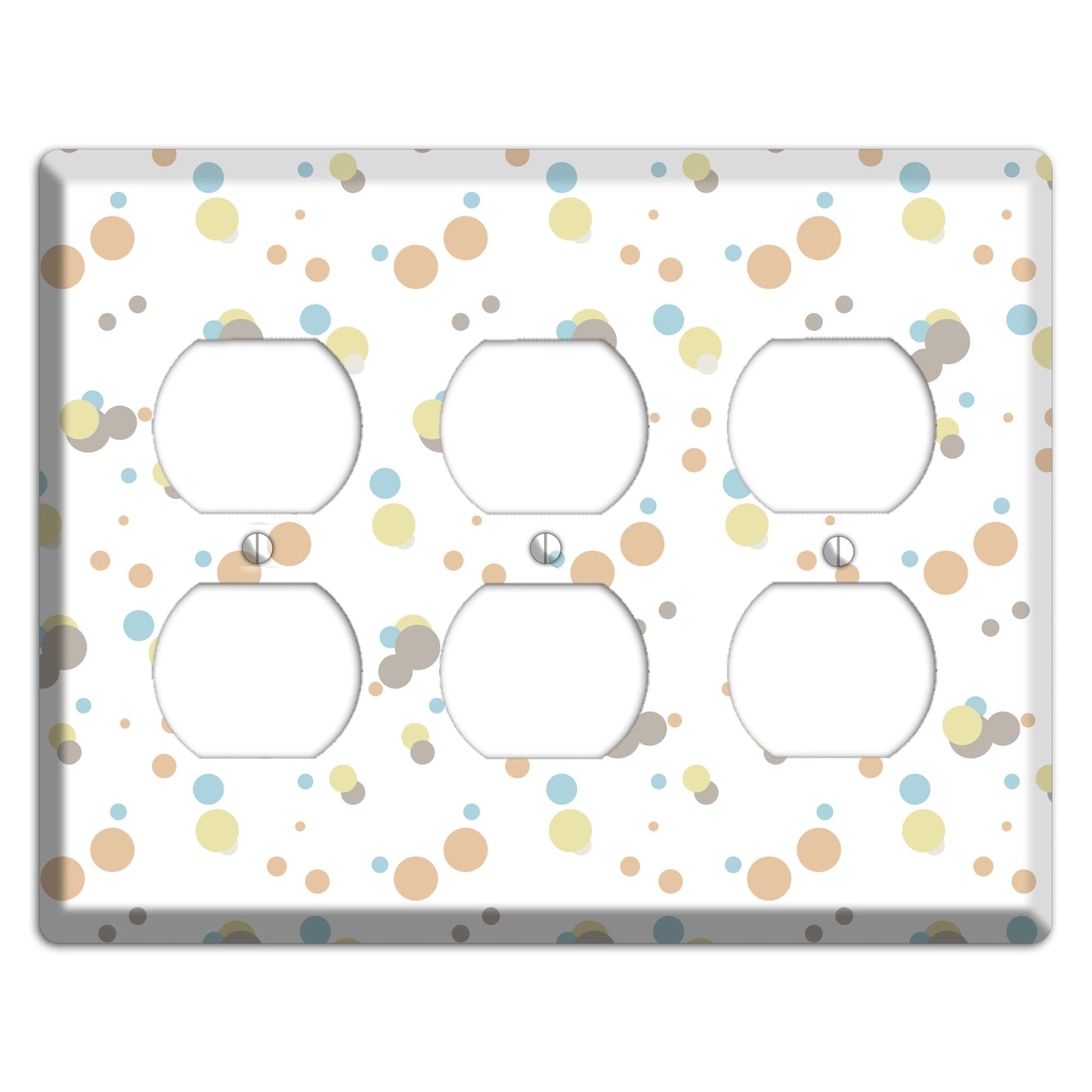 White with Soft Sage Blue and Umber Small Dots 3 Duplex Wallplate