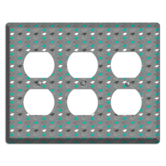 Grey with Small Green Birds 2 3 Duplex Wallplate