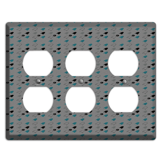 Grey with Small Green Birds 3 3 Duplex Wallplate