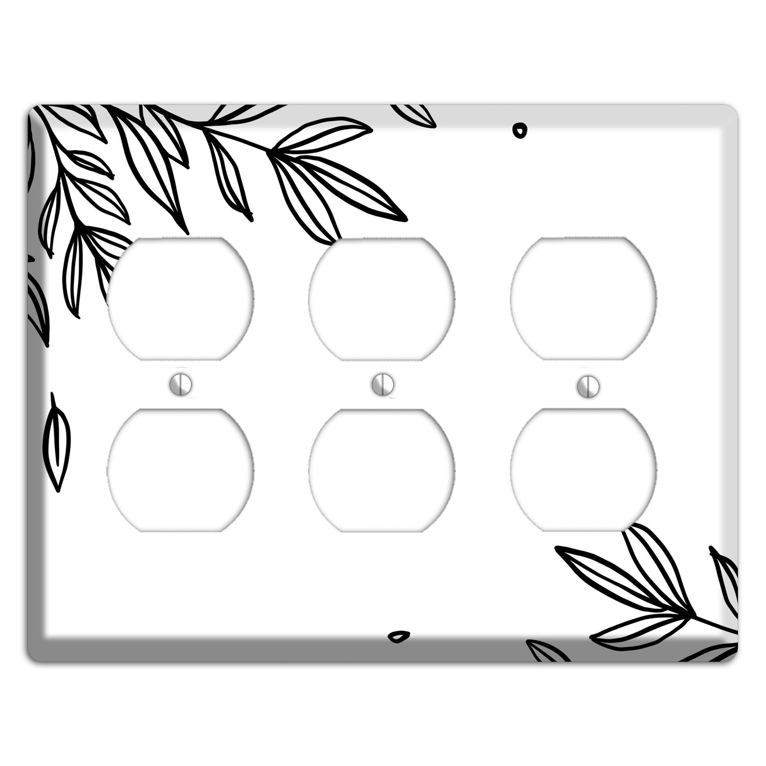 Hand-Drawn Floral 3 3 Duplex Wallplate