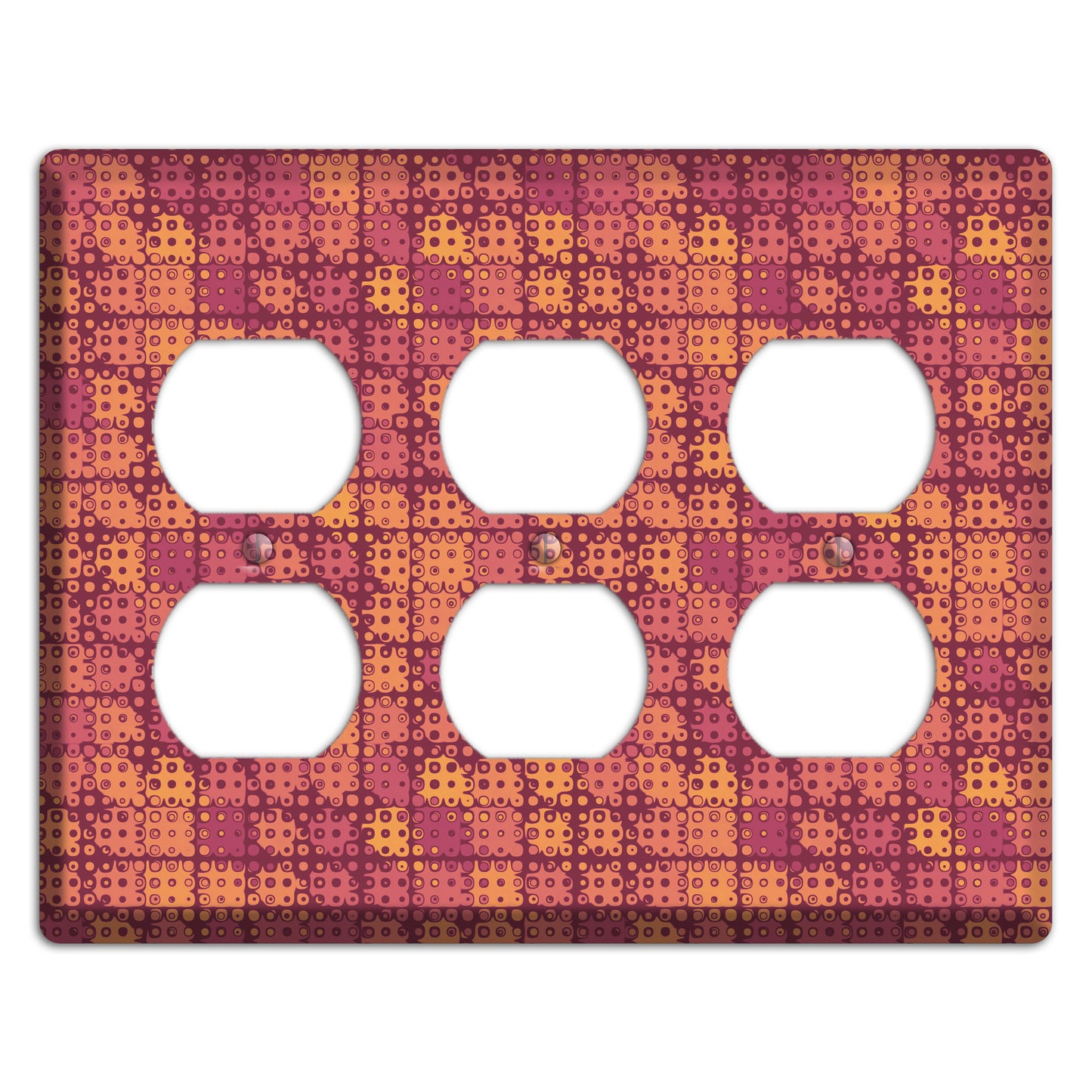 Coral Grunge Squares 3 Duplex Wallplate