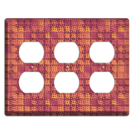 Coral Grunge Squares 3 Duplex Wallplate