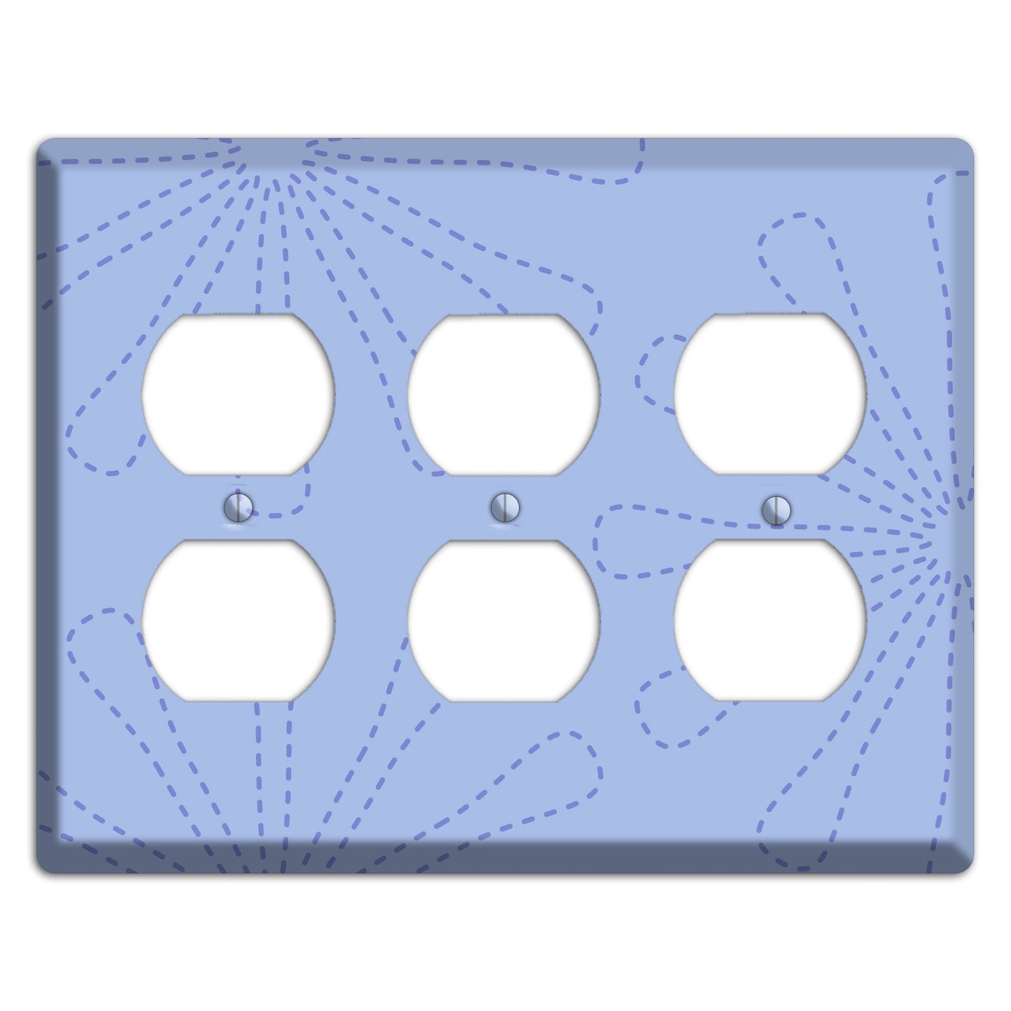 Periwinkle Retro Stipple Floral Contour 3 Duplex Wallplate