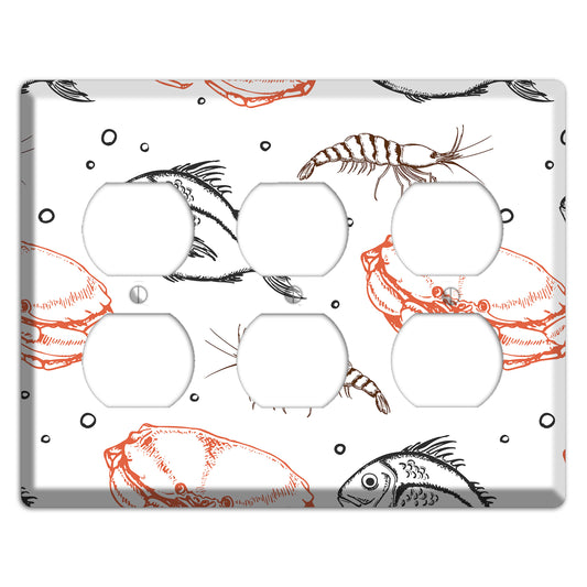 Mixed Sea Life Style 3 3 Duplex Wallplate