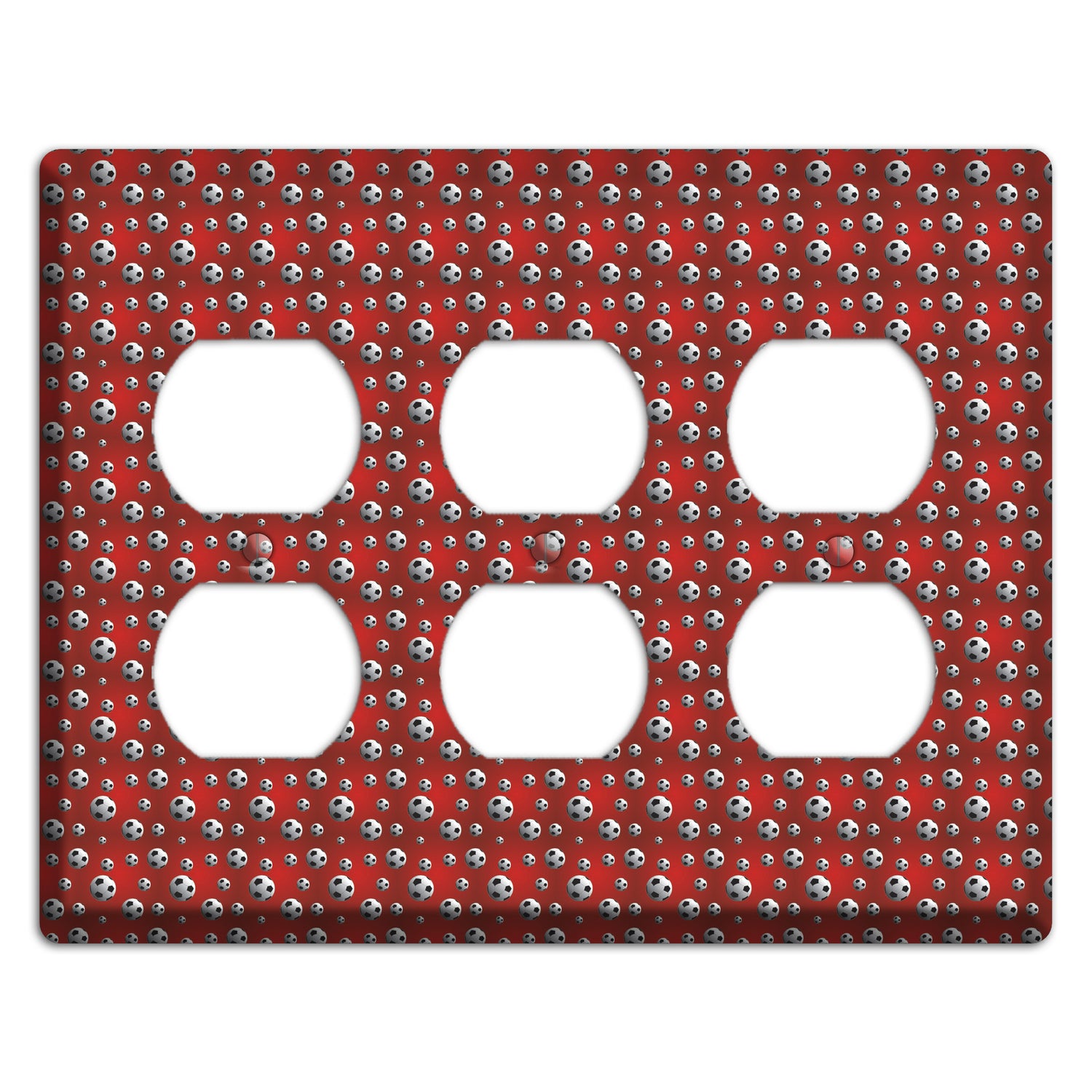 Red with Soccer Balls 3 Duplex Wallplate