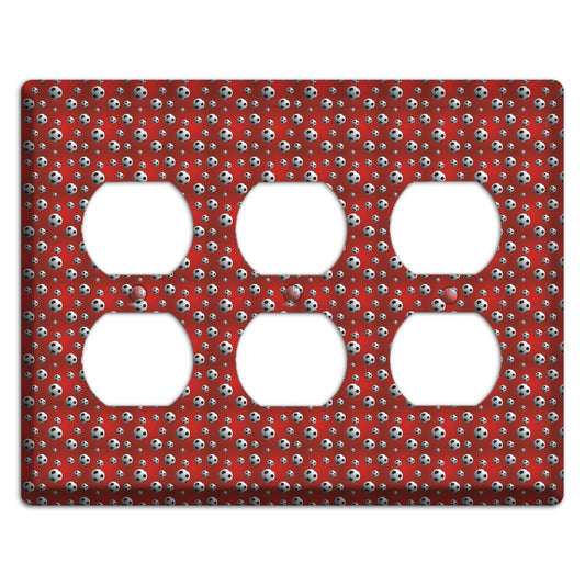 Red with Soccer Balls 3 Duplex Wallplate