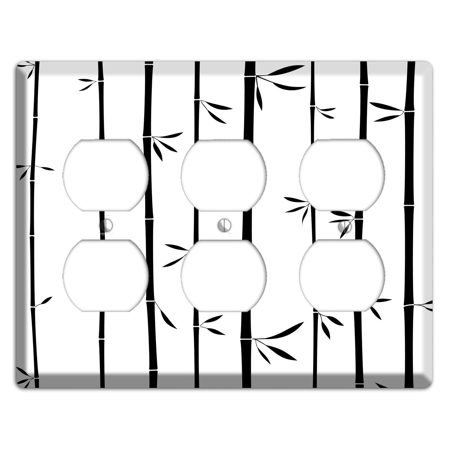 Black and White Bamboo 3 Duplex Wallplate