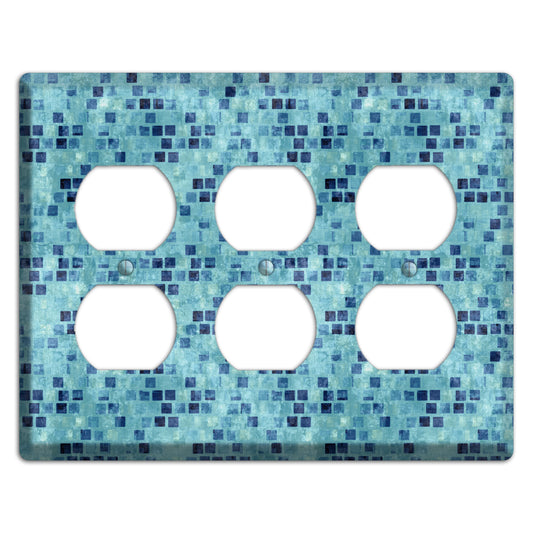 Turquoise Grunge Tile 3 Duplex Wallplate