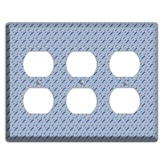 Blue Bolts 3 Duplex Wallplate