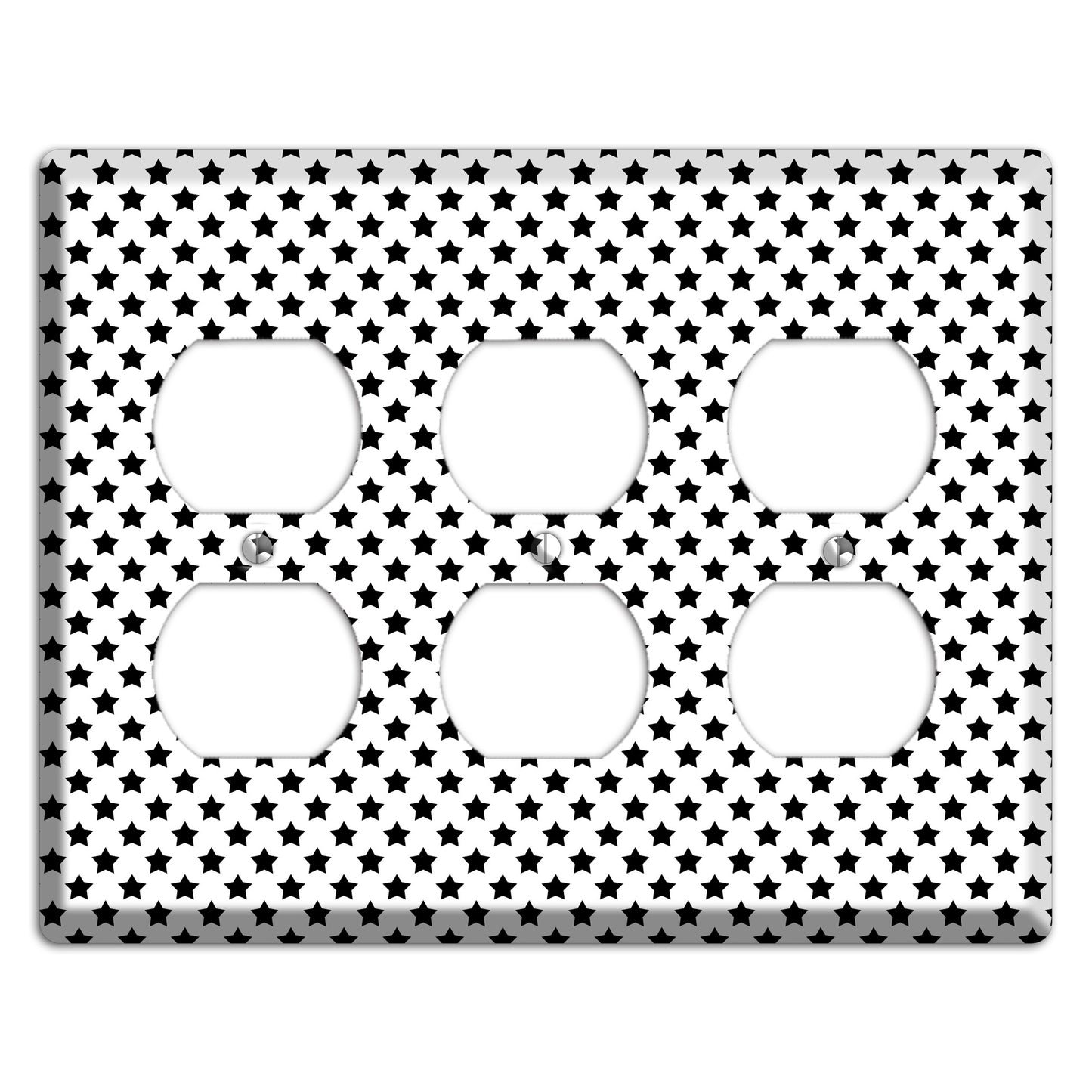 White with Black Stars 3 Duplex Wallplate