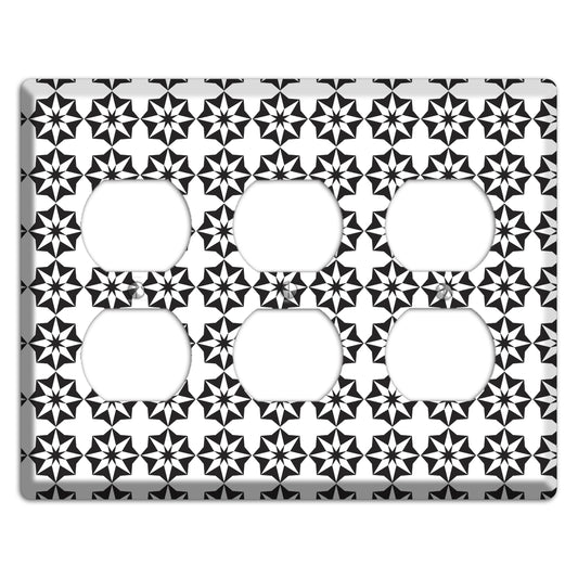 White with Black Foulard 3 Duplex Wallplate