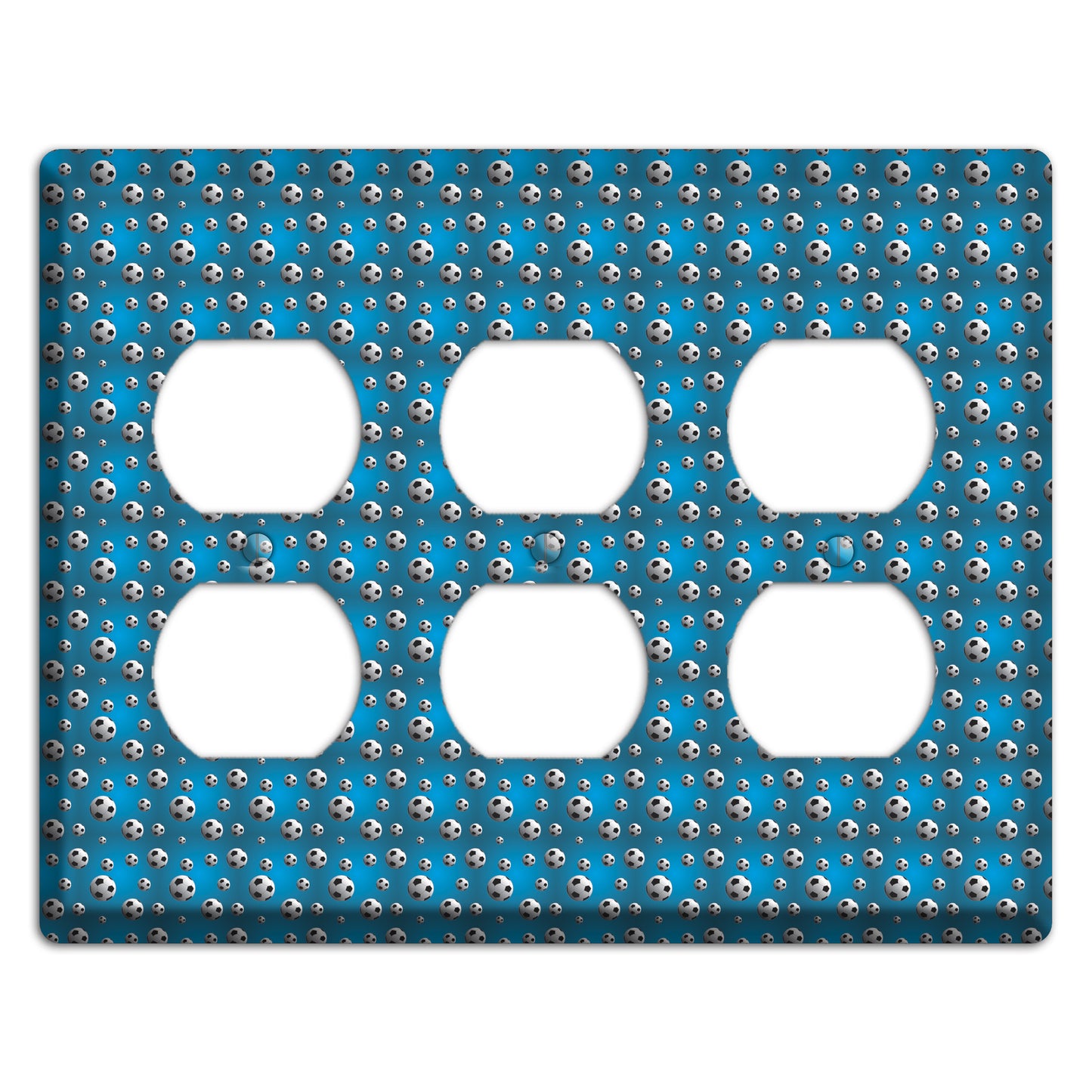 Blue with Soccer Balls 3 Duplex Wallplate